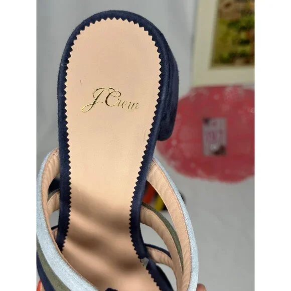 J. Crew Strappy Penny Multicolor Suede Slide Sandals Size 10 - Picture 7 of 10